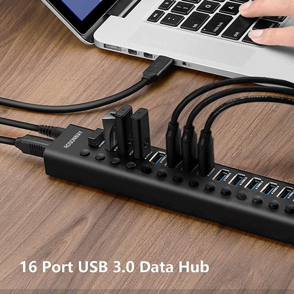 New Powered USB Hub Rosonway 16 Ports 100W USB 3.0 - Picture 6 of 7
